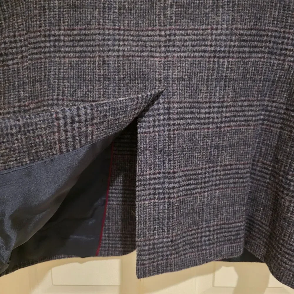 Vintage Hunt Valley Mens 42R Blazer Sport Coat Blue Plaid TWEED USA 2 button USA